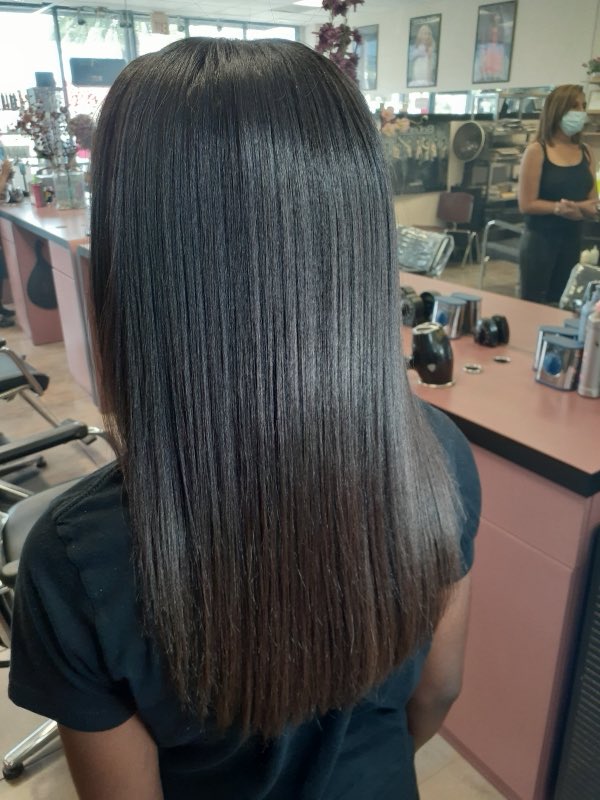 Silky straight blowout